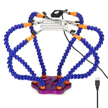 

Solder Holder Magnifying Desktop with 6pc Flexible Soldering Arm USB DC Fan Third Helping Hand Welding Soldering Station