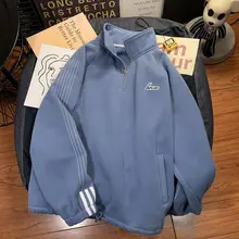 

Zipper high street sweatshirt for men women Hong Kong style stand-up collar Korean trendy lovers oversize casual sports jacket