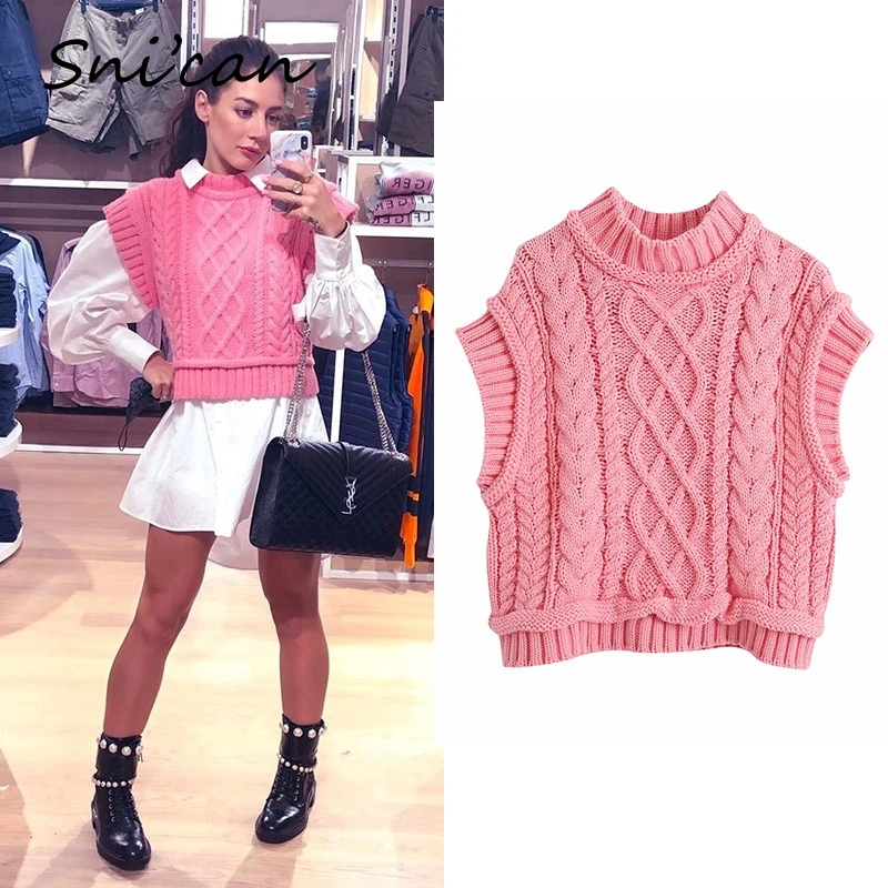 

pink vest sweater knitted pullover pull femme hiver camisolas de inverno mulher za fall 2020 women pull femme ladies sweter tops