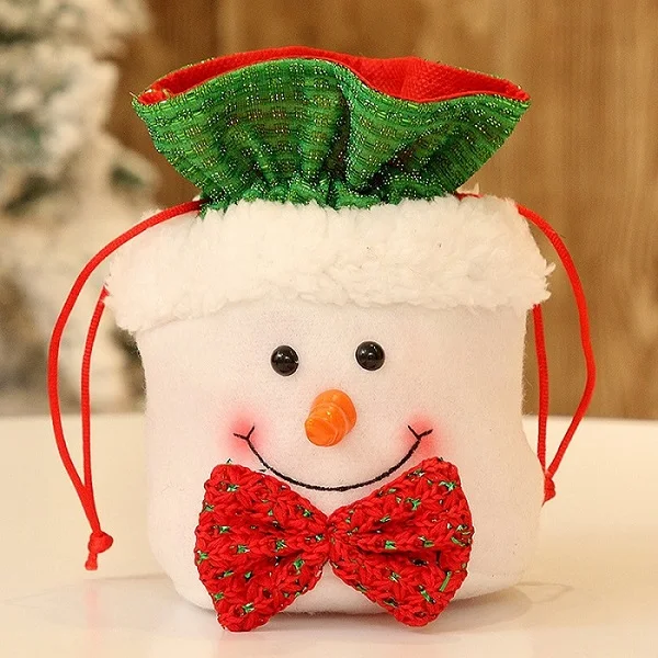 Snowman A 15X18 см коробочки для яблок Рождественское украшение Санта Клаус мешочки с изображением лося мультяшный мешок для подарков для детей конфеты Рождественский подарок - Цвет: Snowman A