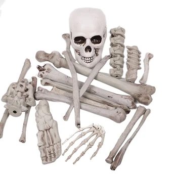 

HIPSTEEN Hot Halloween Simulation Set Skull Decoration Bone Set With 19Pcs Skull Bones Halloween Party Skull Props Home Decor