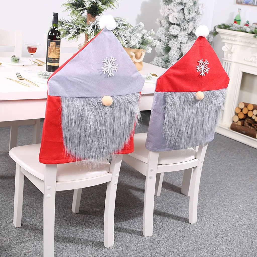 Новогодние вечерние рождественские украшения Санта Клаус стол красная шляпа Декор обеда чехол на стул Новогодний Декор для дома Рождество