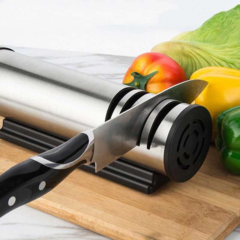 

Sharpening Stone Two Stages 4 Slot Electric Grind Chopping Cutter Fast Stainless Steel EU Plug Home Knife Sharpener
