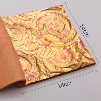 

25pcs Gold Foil Sheets Variegated Red Copper Leaf in Ceramics Home Nail Decoration Arts Craft Paper Gilding 14X14cm Spotted Leaf