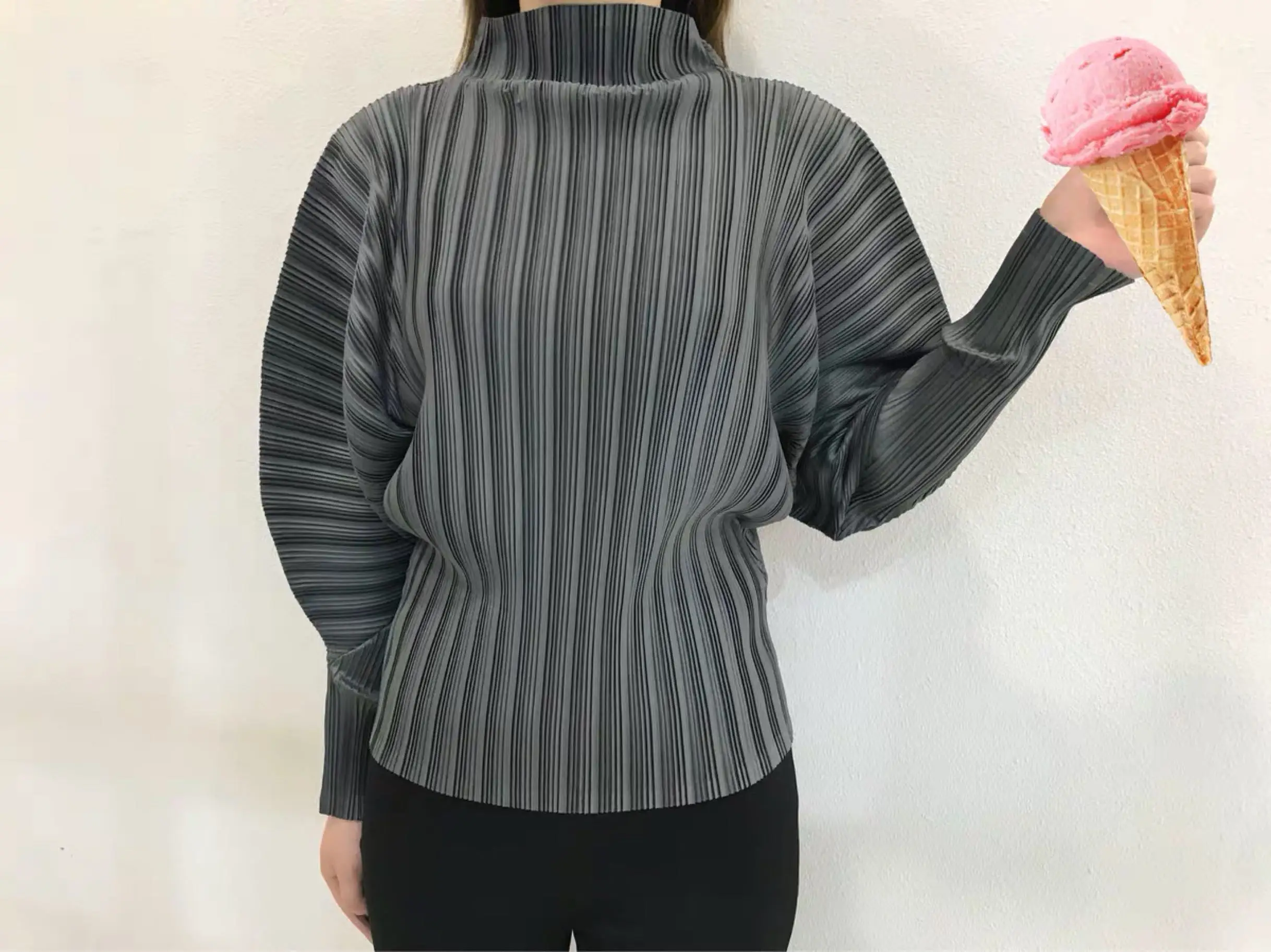 Стиль, топ, плиссированная основная линия, серия, моделирующий Топ, MIYAKE, плиссированная футболка