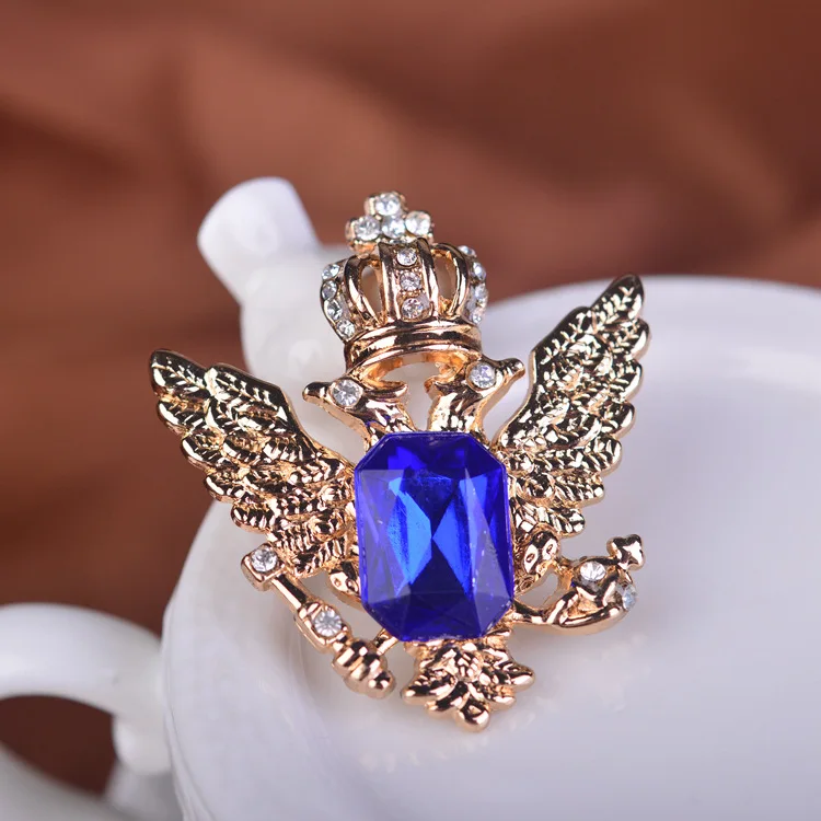 2pcs Fashion Scarf Jewelry Men Corsage Rhinestone Crown Collar Brooch Pins