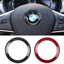 Car styling pierścień kierownicy wykończenia samoprzylepne koło naklejki dekoracji samochodu dla X1 X3 X4 X5 X6 M2 M3 BMW F07 F10 F15 F16 tanie tanio 6 1cm ABS + carbon fiber Etui na bilety parkingowe do samochodów OSJ18