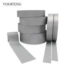 VOOFENG-Cinta tela poliéster reflectante de alta plata para coser en ropa, tira reflectante de varios tamaños, cinta de seguridad de advertencia DIY