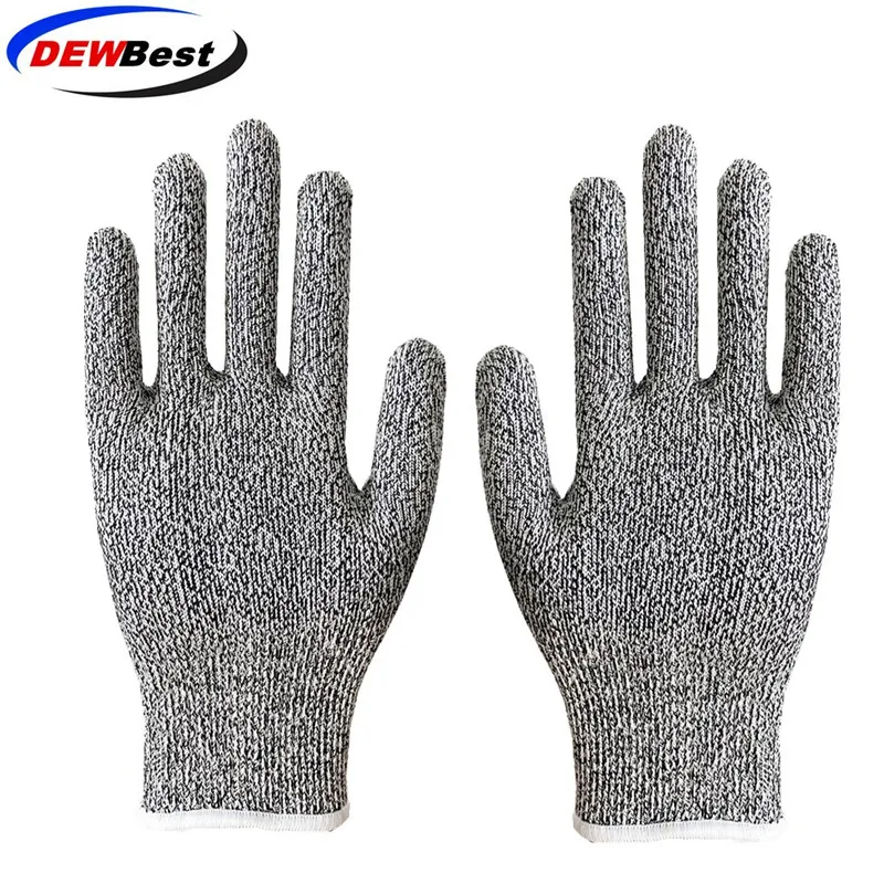 Анти устойчивые к порезам перчатки горячая Распродажа dewbest серый черный HPPE EN388 ANSI анти-порез, уровень 5 рабочие перчатки устойчивые к порезам перчатки
