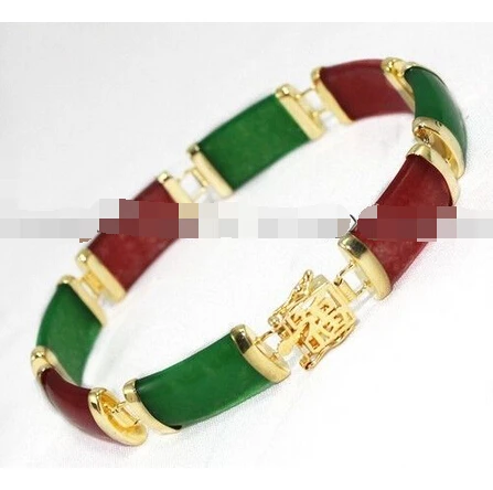 Зеленый/красный браслет-цепочка с камнем 7," AAA