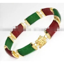 Зеленый/красный браслет-цепочка с камнем 7," AAA