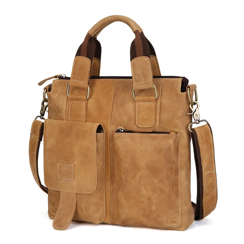 

Crazy Horse Leather Retro Men's Genuine Leather Business Briefcase Handbag First Layer Cowhide New Shoulder Crossbody Bag