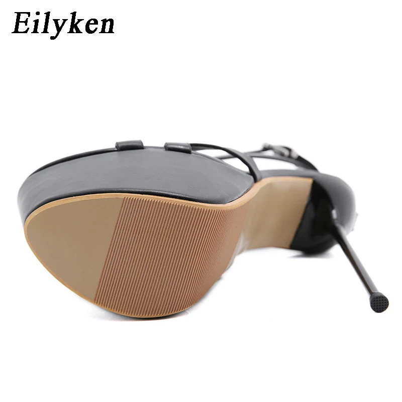 Eilyken Sexy Design Narrow Band Stiletto High Heels Women's Sandals Summer Platform Open Toe Buckle Strap Stripper Shoes