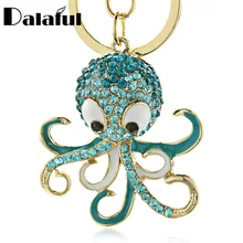 Dalaful милый осьминог брелок для ключей Кристалл океан животное кошелек сумки кулон брелок кольцо держатель для автомобиля для женщин K377