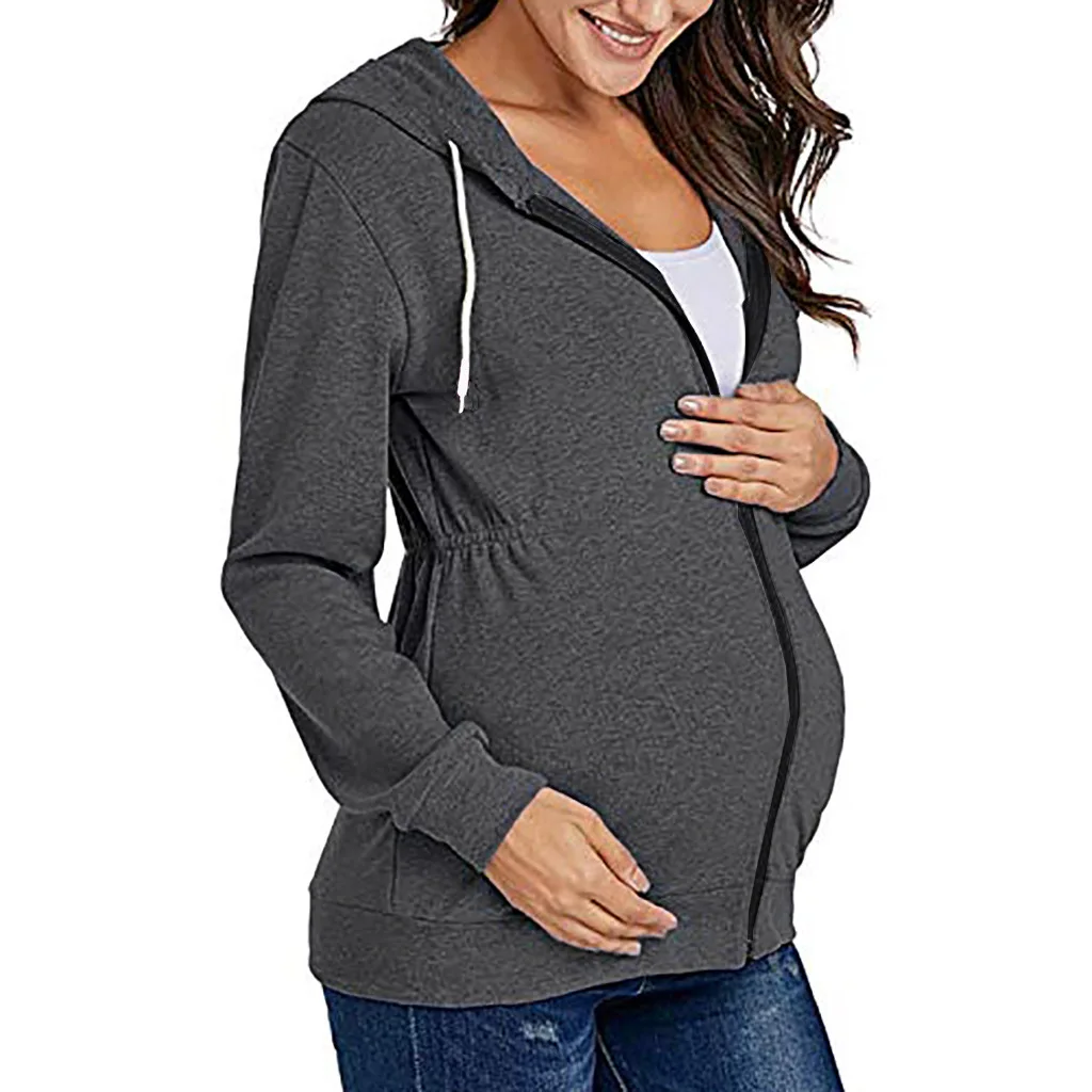 clearance maternity clothes Jacket for Pregnant Women Maternity Hoodie Sweatshirt Pregnancy Clothes Pregnant Women Breastfeeding Hooded Zipper Jacket Top Maternity Clothing hot