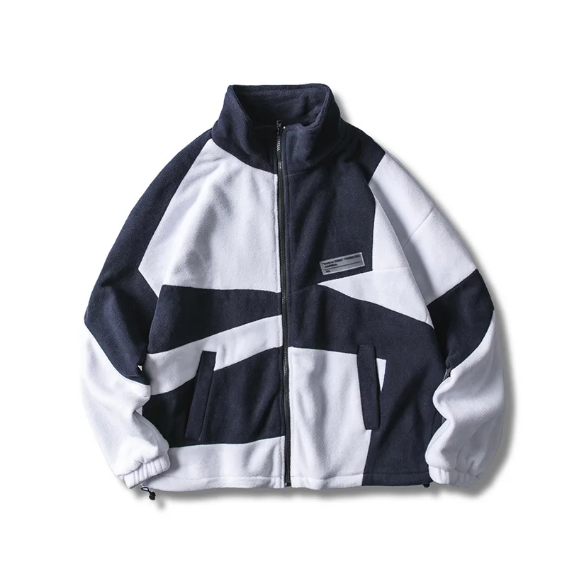 

2019 New Style Japanese-style National Trends Autumn Contrast Color Joint Velvet Fleece Coat Jacket Men's Men'S Wear