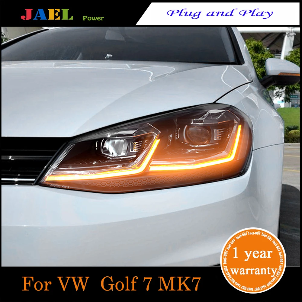Светодиодный налобный фонарь для Golk7 Golf 7 MK7 светодиодные фары DRL ходовые огни Биксеноновые лучевые огни ангельские глазки