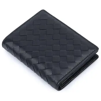 

Luxurious Hand Made Soft Sheep Skin Weave Knitting Card Wallets 100% Genuine Leather Business Card Holders Unisex Card Case