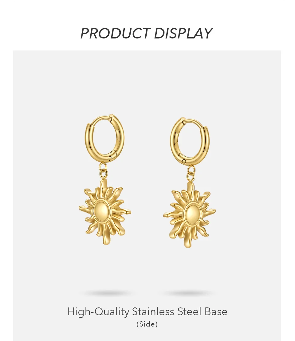 Gold Color Earring Stainless Steel boucle oreille Fashion Jewelry Sun Drop Earrings For Women 9 H028b3f485c2b46e598ebf7760bae2d53b