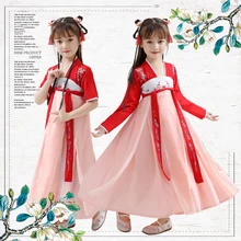Детская одежда Hanfu/Новинка года; костюм Танга; костюм древней Феи гуженга; костюм для выступлений; платье принцессы для девочек в древнем стиле; DL4171