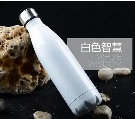 1000 мл двойная настенная креативная BPA бутылка для воды из нержавеющей стали для пива, чая, кофе, портативная Спортивная вакуумная - Цвет: Белый