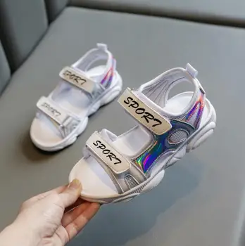 

Kids Beach Sandals Summer Sequins Net Cloth Anti-slip Baby Girl Shoes Open Toe Soft Bottom Children Girls Sadnals