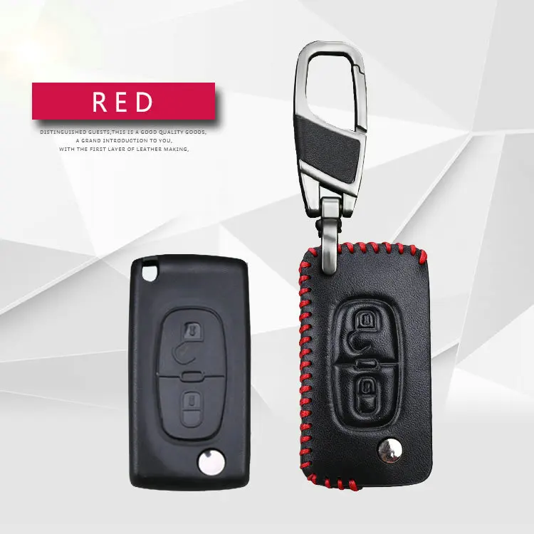 Red Line 2 Button Для ключ Citroen дистанционного чехол Обложка из натуральной кожи брелок для ключей в виде ракушки брелок для Citroen C2 C3 C6 C8 C4 Пикассо Quatre C5 Xsara кактус - Название цвета: Red Line 2 Button