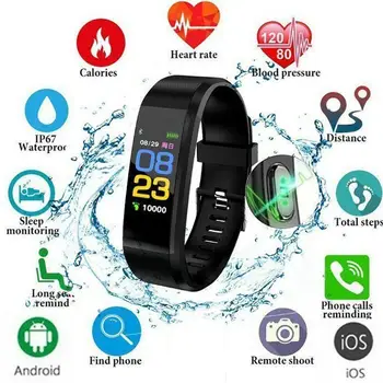 

115plus Smart Band Bracelet Blood Pressure Health Wristband Waterproof Smart Watch Men Women Fitness Health Tracker Watch