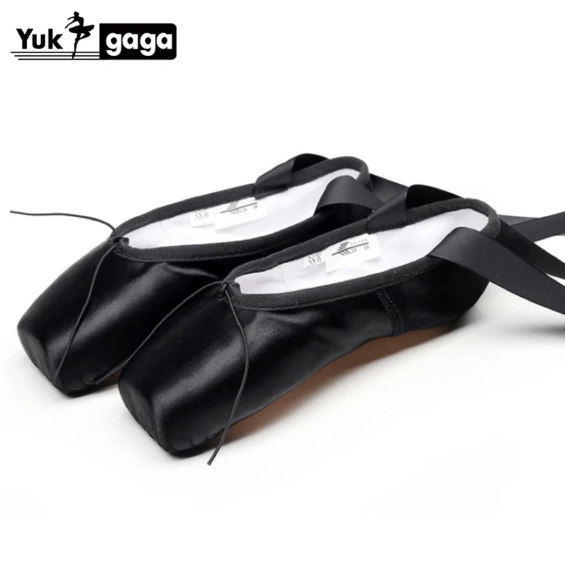 Pointe Shoes Bandage Ballet Dance Girl Woman Professional Canvas/Satin Dancing with Sponge Silicone Toe Pads