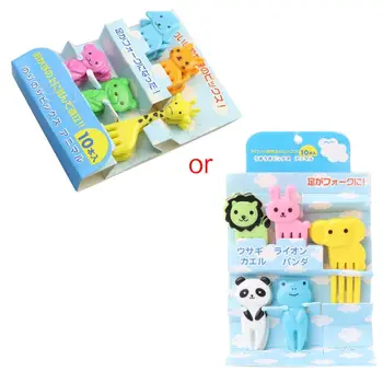 

10Pcs Mini Kawaii Animal Farm Cartoon Fork Fruit Toothpick Sign Bento Lunches