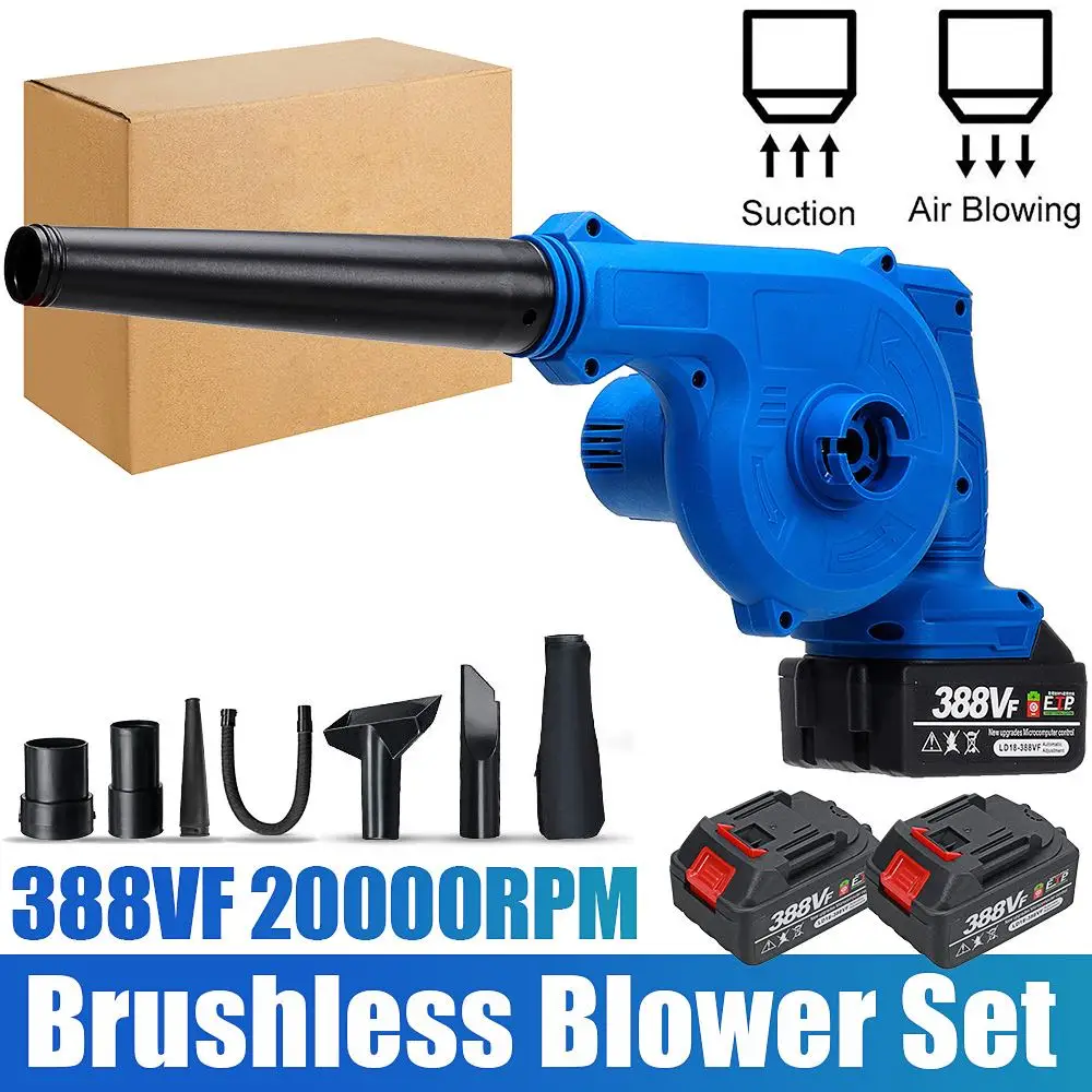 

1600W 2 In 1 Cordless Electric Air Blower Vacuum Cleannig Blowing& Suction Leaf Dust Collector With 2 18V Li-ion battery