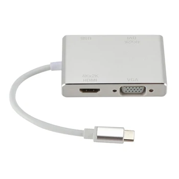 

New USB 3.1 Type C To USB C 4K To HDMI VGA DVI Hub Adapter Cable For Notebook