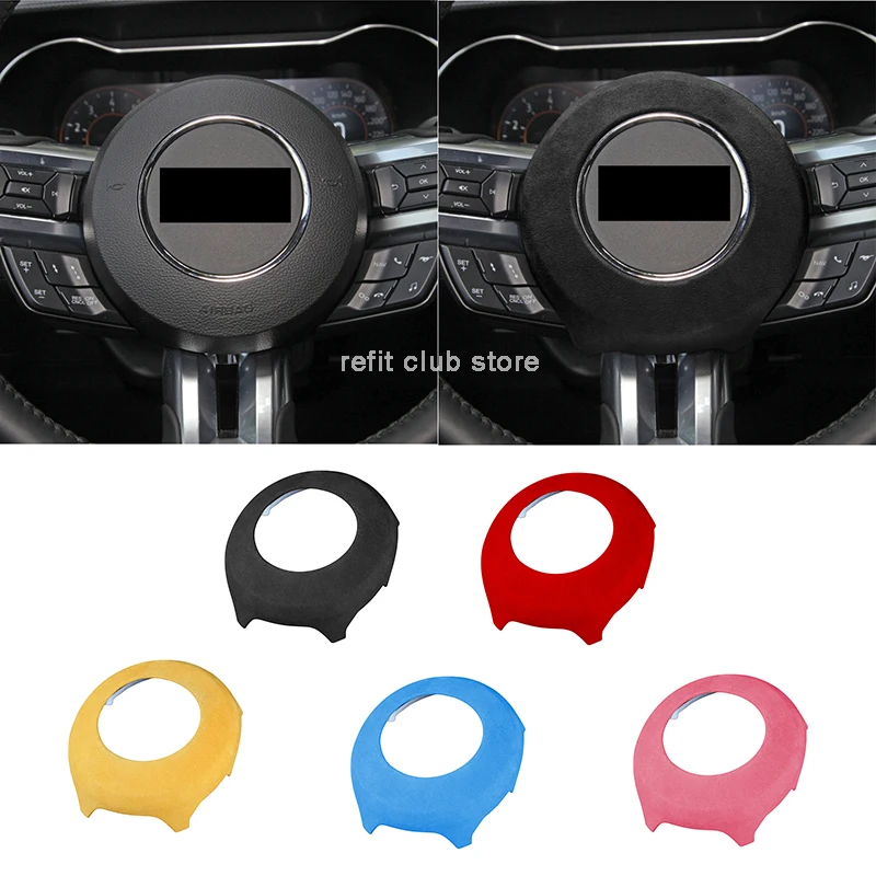 

Suede Fluff Steering Wheel Center Cap Decorative Cover Car Stickers For Ford Mustang 2015-2021 Interior Modified Accessories