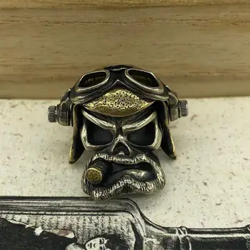 

EDC Tools Brass Knife Beads Brass Air Force Pilot Skull Lanyard Bead Paracord Knife Keychain Tool DIY Pendant #148