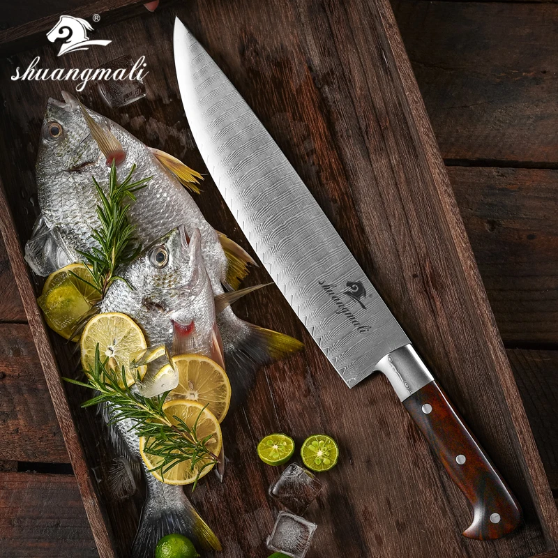 

10 Inch Damascus Steel Knife Professional Kitchen Chef Knives Cook Tool High Quality Gyuto Knife Wood Handle