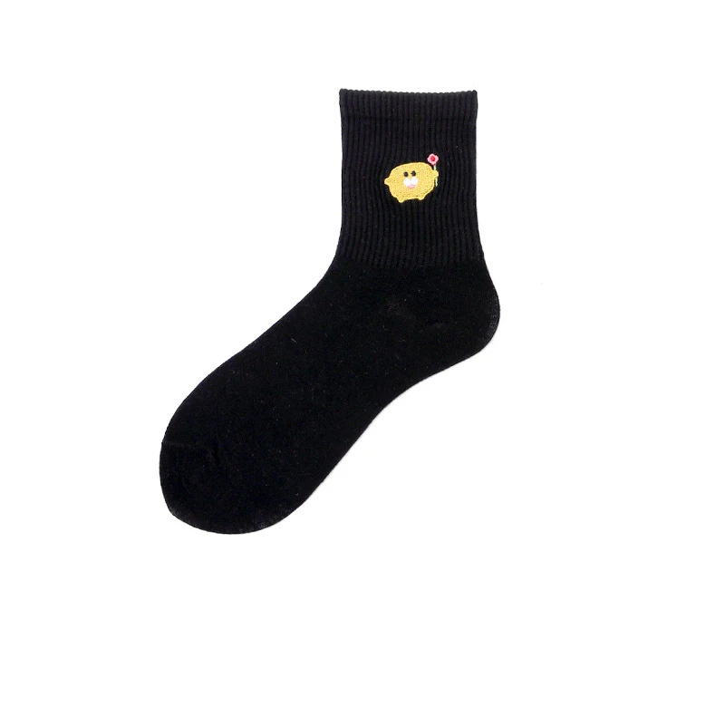 Осенние модные женские модные носки хлопок фрукты вышивка дезодорант удобные короткие новые эластичные носки для женщин
