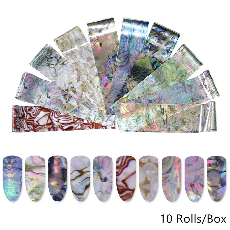 Mix Holographic Flower Nail Foils Sticker 4*20cm Nail Art Transfer Sticker Manicure DIY Design for Nail Art Decoration - Цвет: 10 Rolls