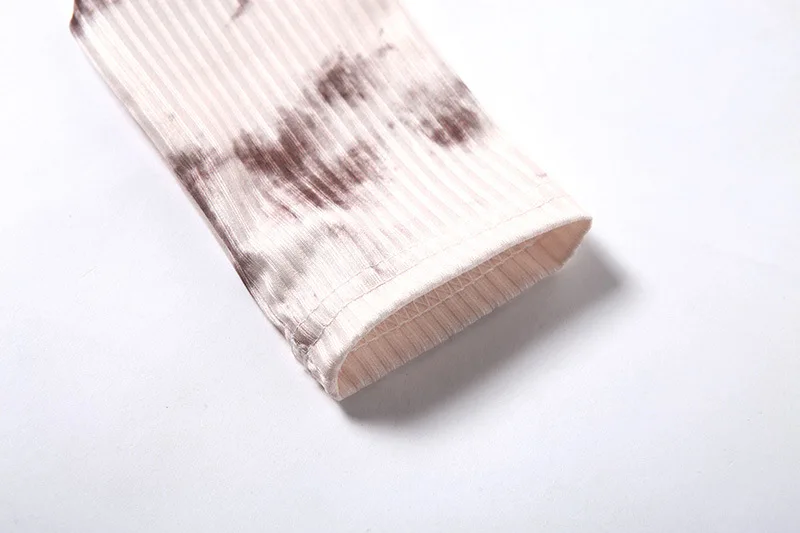 BOOFEENAA, сексуальная тонкая футболка Harajuku, кроп-топ, весна, принт Tie Dye, вязанный шнурок, с рюшами, длинный рукав, графические футболки, C71-I66