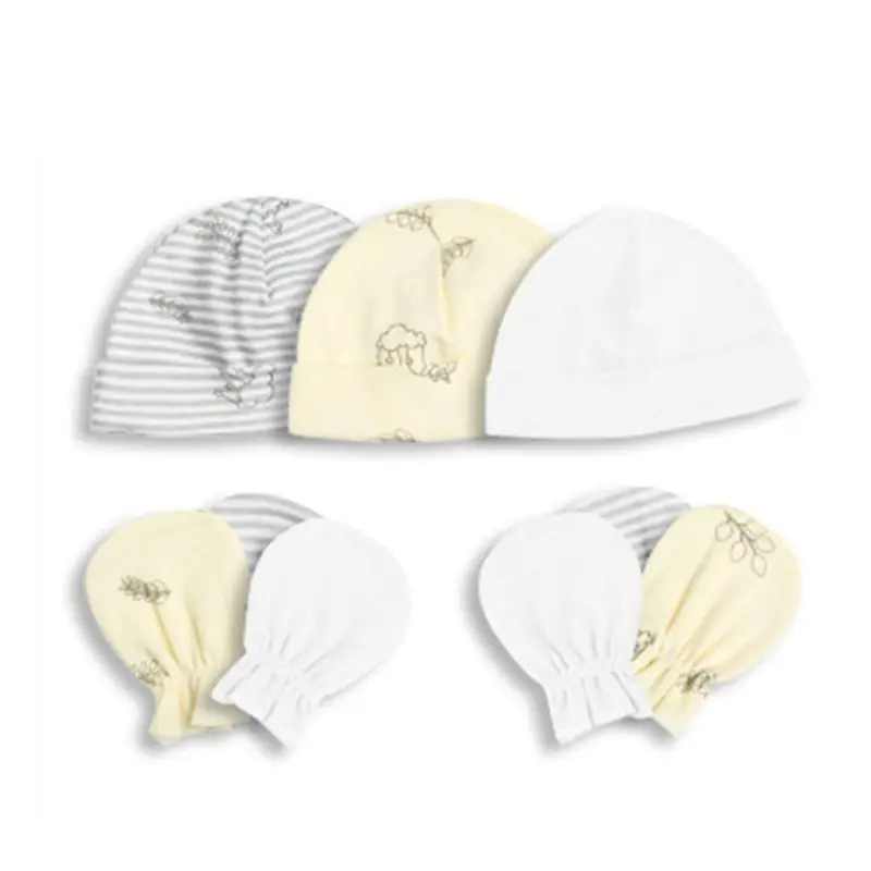 1 комплект, детские перчатки для мальчиков и девочек, унисекс, мягкая хлопковая кепка, перчатки с защитой от царапин, аксессуары для фото новорожденных - Цвет: 1