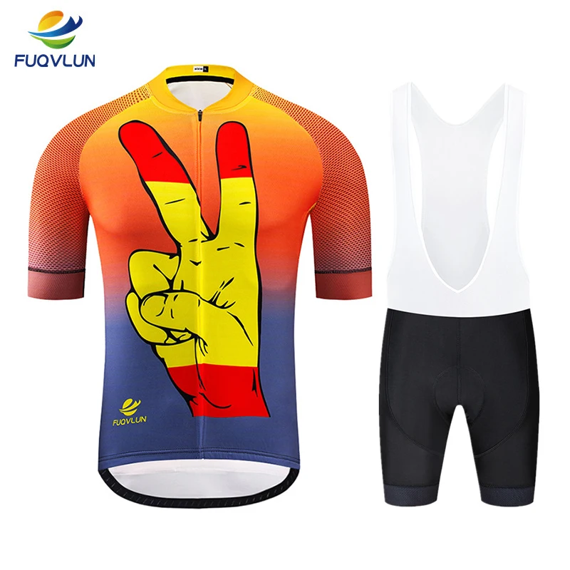 

FUQVLUN 2019 Cycling Jerseys Men Summer Short Sleeve Cycling Set Breathable bicycle Clothing bib shorts Sport Clothes Kit -9645