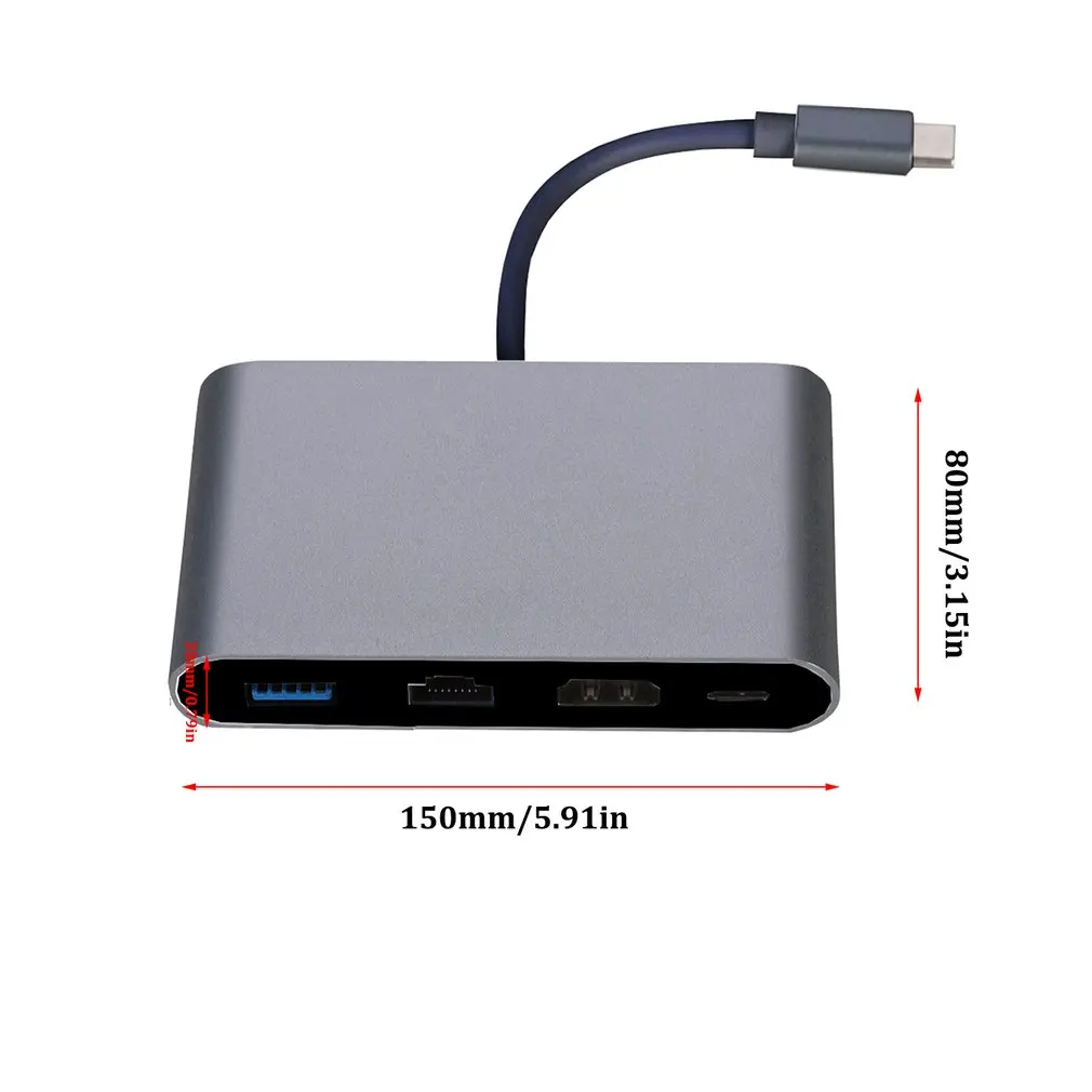 4 в 1 USB-C концентратор адаптер USB 3,1 type-C концентратор к HDMI 4K RJ45 Gigabit Ethernet USB 3,0 HDMI USB-C адаптер Высокая скорость передачи данных
