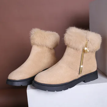 

2019 Autumn Winter Boots Female New Crystal Zipper Martin Boots Students Boots Warm Plush Velvet Thick Sole Platform Shoes Woman