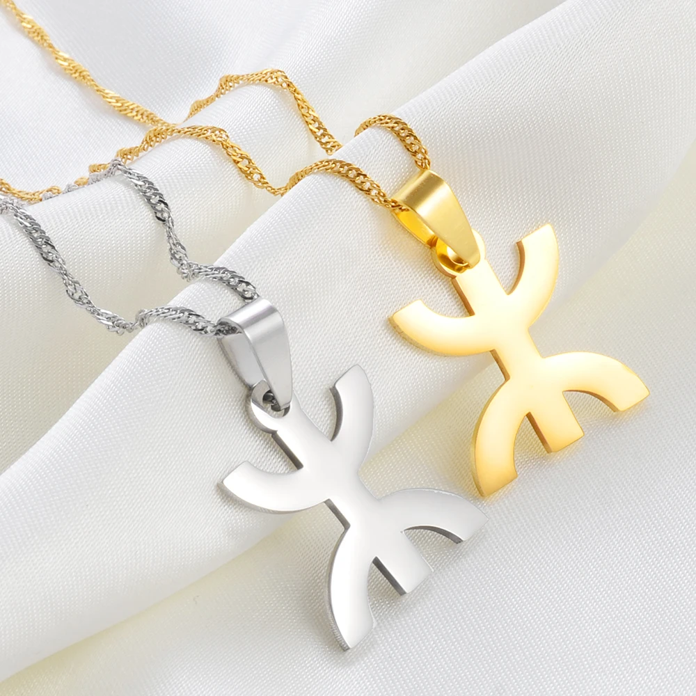 Collier Pendentif Drapeau Berbère - Acier 316L, Chaîne Réglable - Style Ethnique, Hip Hop, Cadeau Symbolique