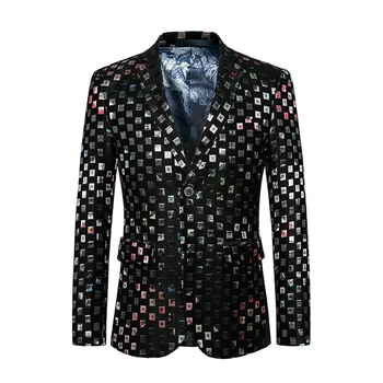 

Luxury Mosaic Plaid Pattern Men Blazer 2018 Popular Style Casual Male Colorful Lattice Prom Party Jacket plus size M-6XL