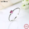 Original 100% 925 bague en argent Sterling amour coeur doigt empilable anneaux rouge cristal clair pour les femmes cadeau de mariage bijoux de luxe ► Photo 2/6