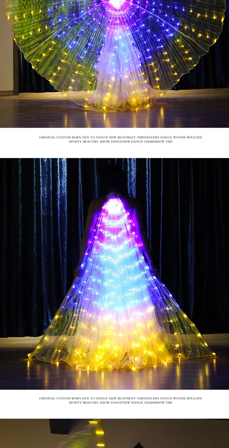 Color LED Shining Wing Dance Wing 360-Degree Large Wing Butterfly Dancing Shining Props Performance Belly Dance Wings