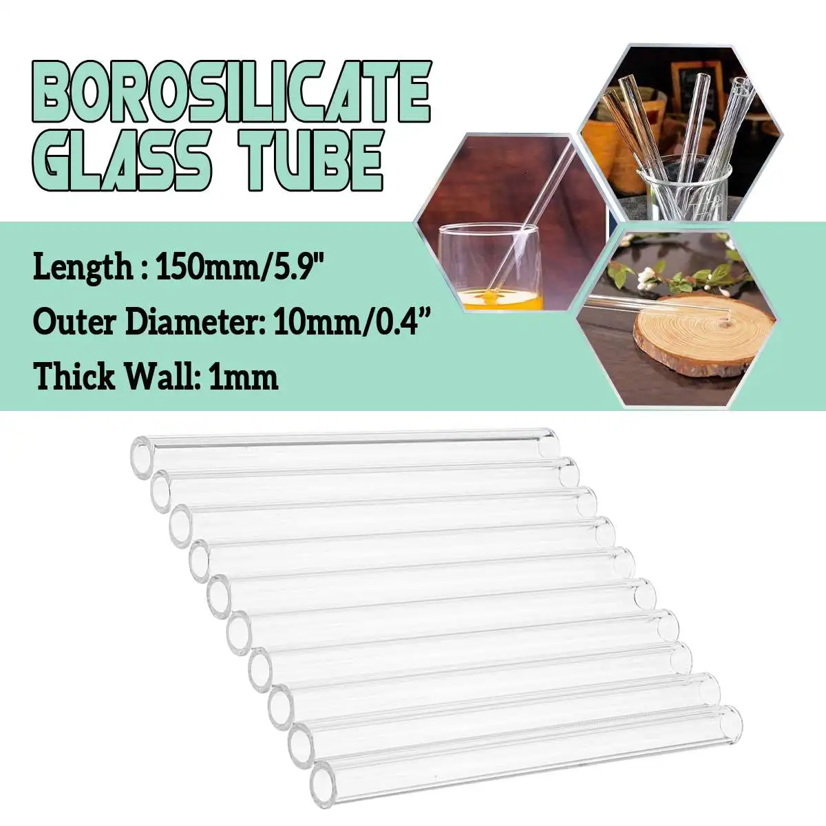 

Wholesale 10x Laboratory 150x10x1mm Test Tube Transparent School Tool Glass Buret Mixer Glass Stirring Rod Lab Stiring Stirrer