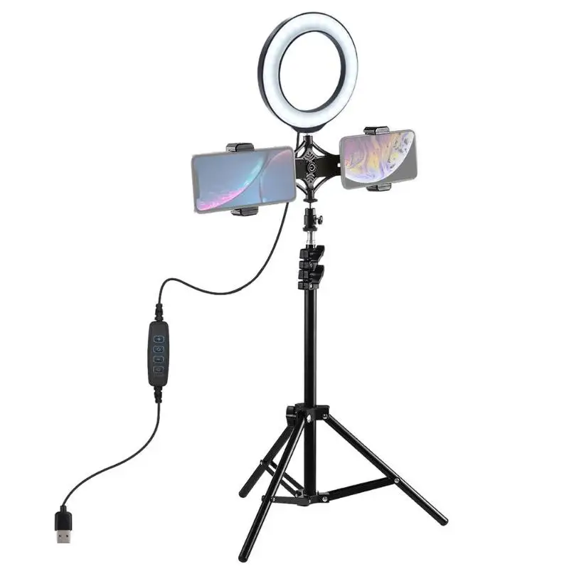 

Dimmable LED Ring Light Studio Photo Video Light with Phone Holder Tripod