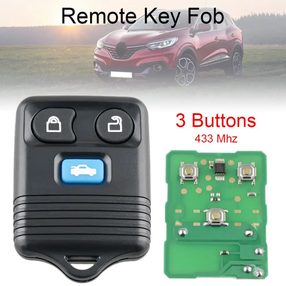 433MHz 3 Buttons Keyless Entry Remote Car Key Fob Transmitter Clicker Alarm Fit for Ford Transit MK6 Mazda Mercury1998-2009