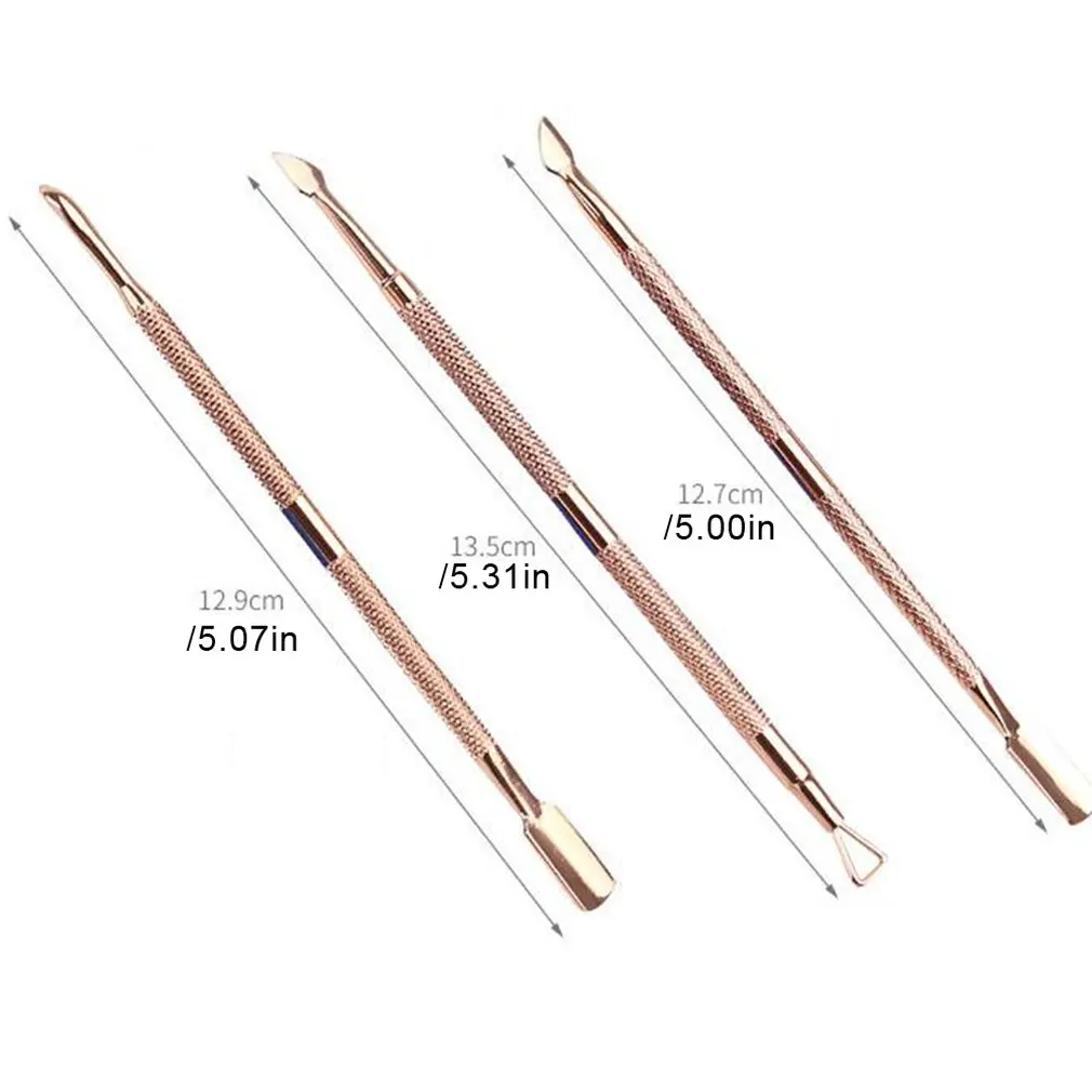 Stainless Steel Dead Skin Pusher Unloading Nail Polish Glue Small Steel Fader Remove Dead Skin Push Double Head Dual-Use Bar